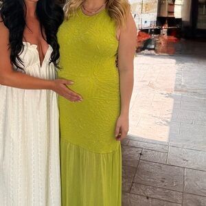 Zara Vibrant Green Textured Maxi Dress